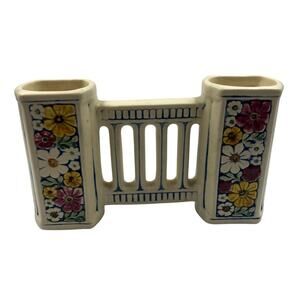 Antique Weller Pottery Florala Daisy Double Bud Vase 1915-1920 Arts & Crafts MCM